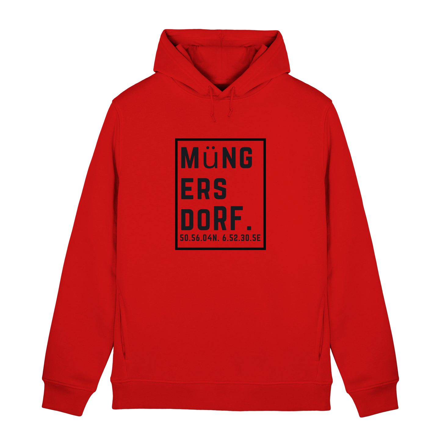 Müngersdorf Koordinaten (großer Druck auf der Brust) - Organic Hoodie B&C