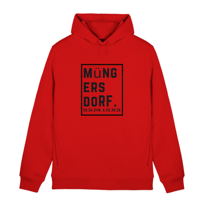 Müngersdorf Koordinaten (großer Druck auf der Brust) - Organic Hoodie B&C