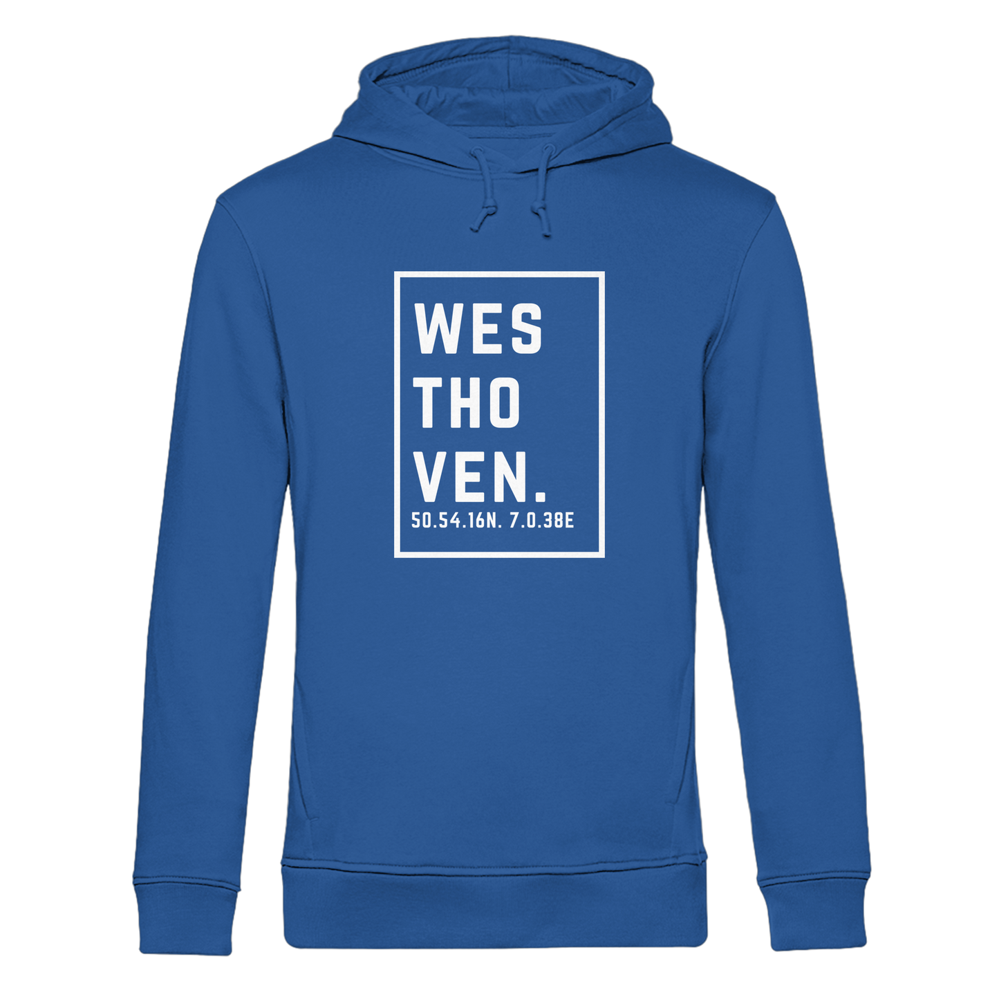 Westhoven Koordinaten (großer Druck auf der Brust) - Organic Hoodie B&C