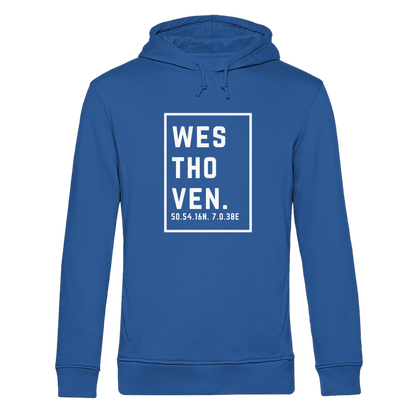Westhoven Koordinaten (großer Druck auf der Brust) - Organic Hoodie B&C