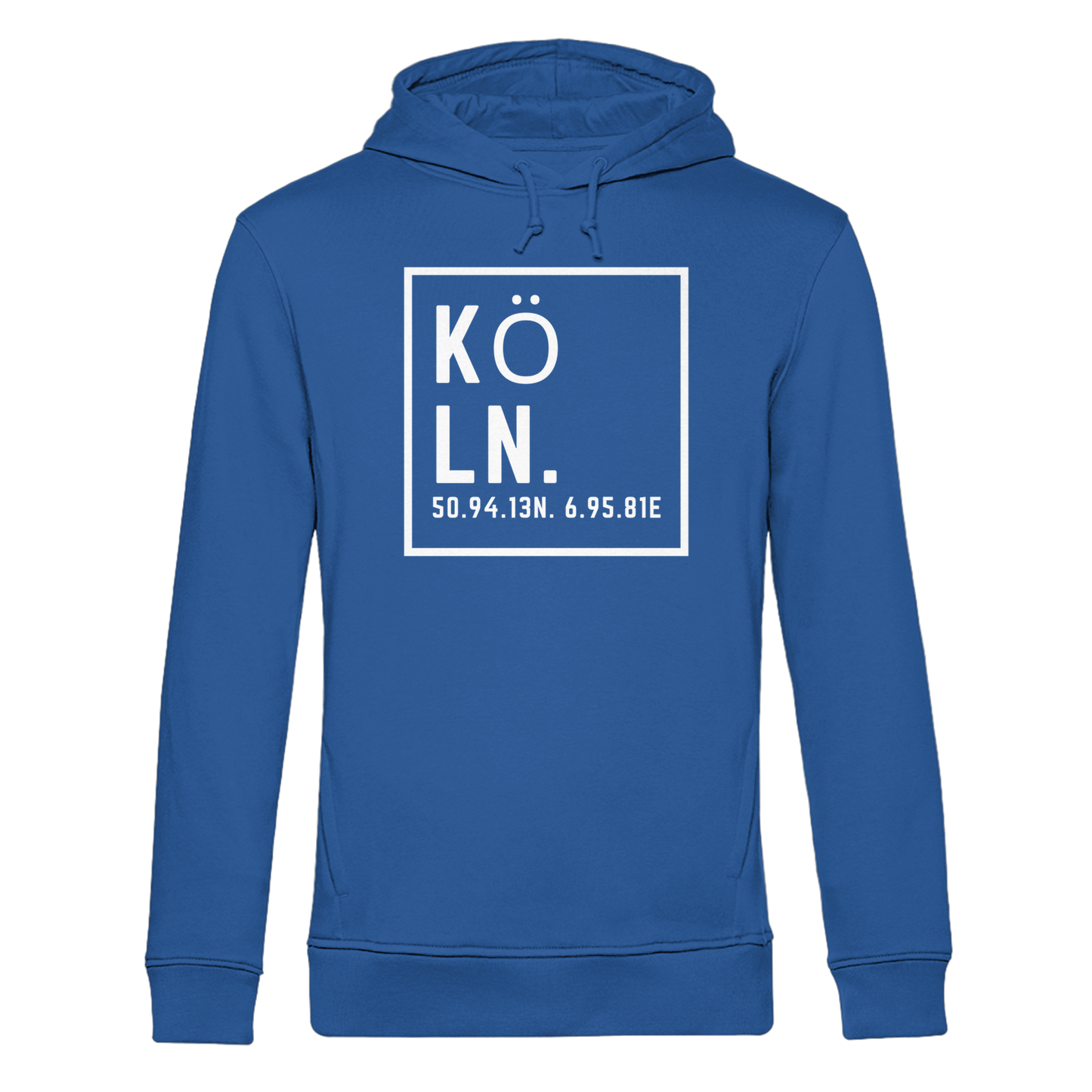 Köln Koordinaten (großer Druck auf der Brust) - Organic Hoodie B&C