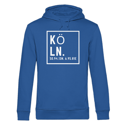 Köln Koordinaten (großer Druck auf der Brust) - Organic Hoodie B&C