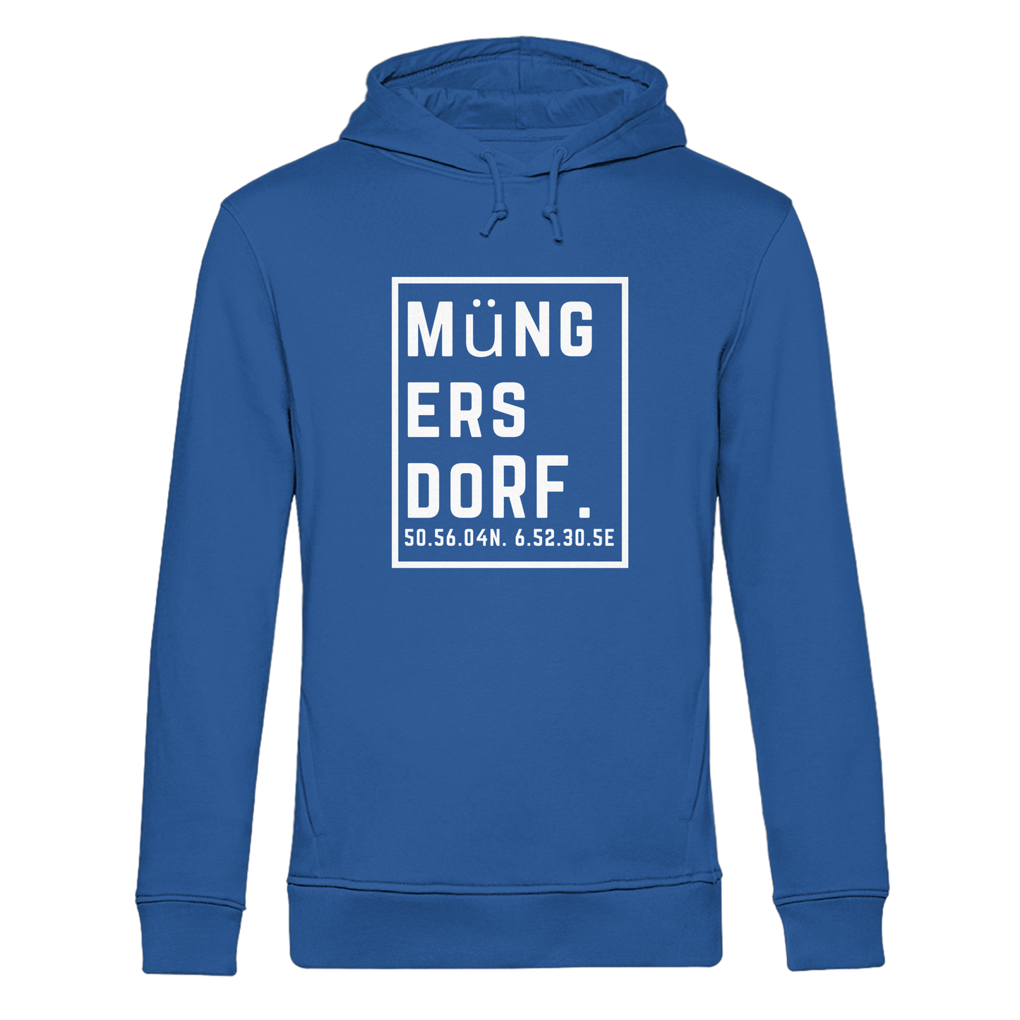 Müngersdorf Koordinaten (großer Druck auf der Brust) - Organic Hoodie B&C