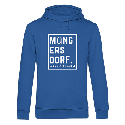 Müngersdorf Koordinaten (großer Druck auf der Brust) - Organic Hoodie B&C
