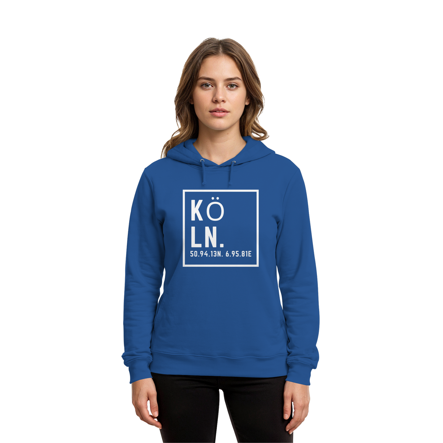 Köln Koordinaten (großer Druck auf der Brust) - Organic Hoodie B&C