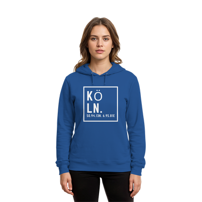 Köln Koordinaten (großer Druck auf der Brust) - Organic Hoodie B&C