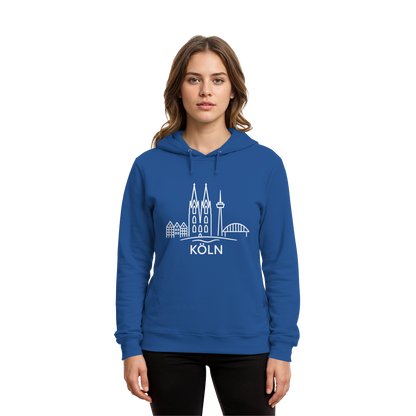 Köln Skyline (großer Druck auf der Brust) - Organic Hoodie B&C