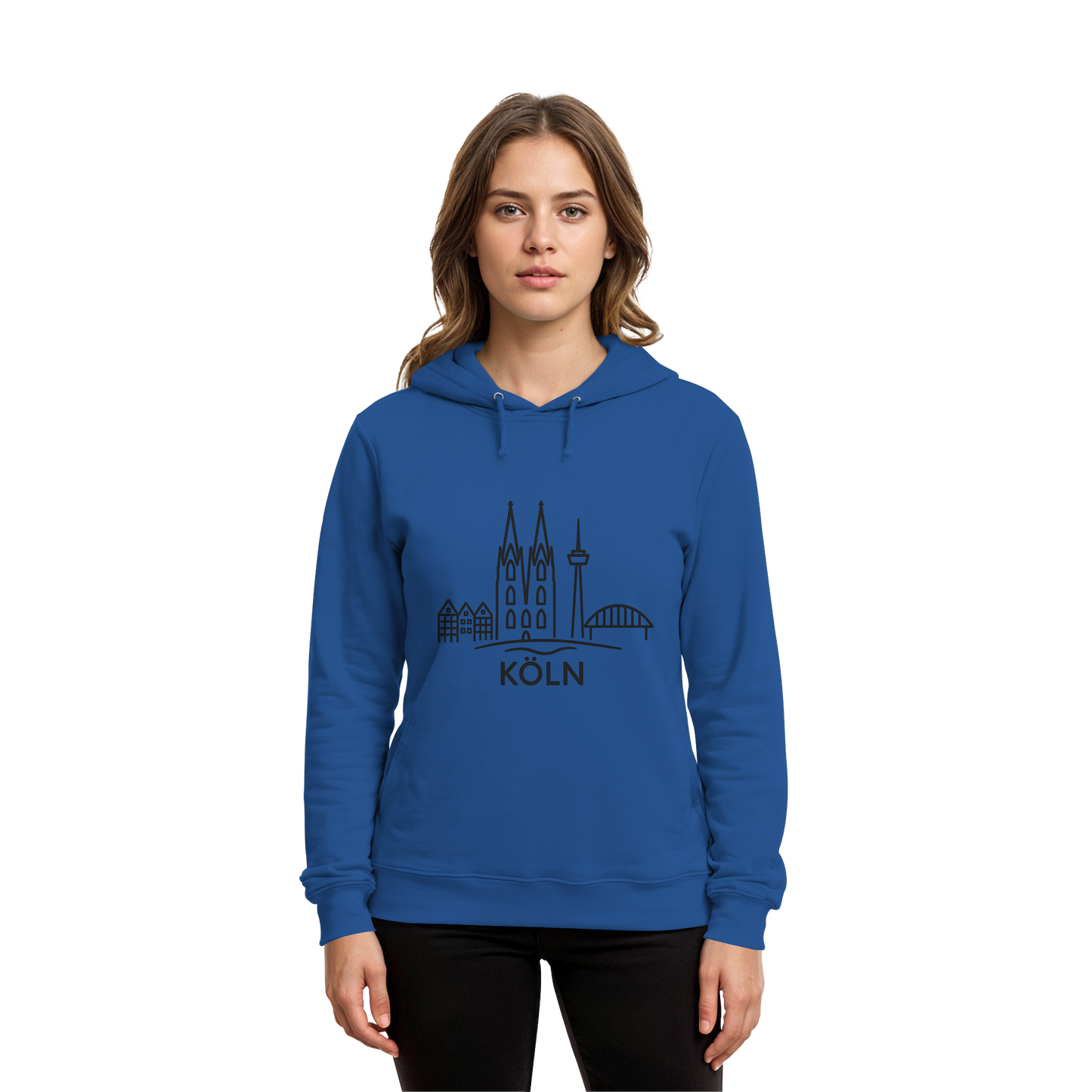 Köln Skyline (großer Druck auf der Brust) - Organic Hoodie B&C