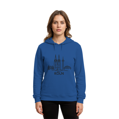 Köln Skyline (großer Druck auf der Brust) - Organic Hoodie B&C
