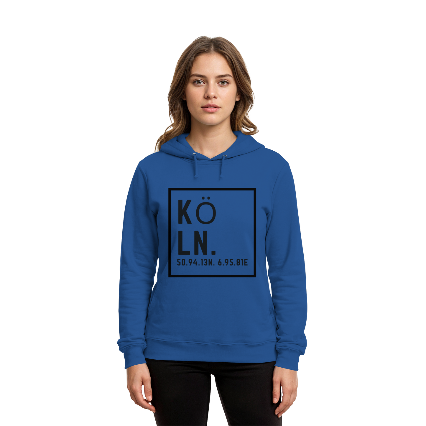Köln Koordinaten (großer Druck auf der Brust) - Organic Hoodie B&C