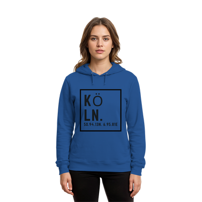 Köln Koordinaten (großer Druck auf der Brust) - Organic Hoodie B&C