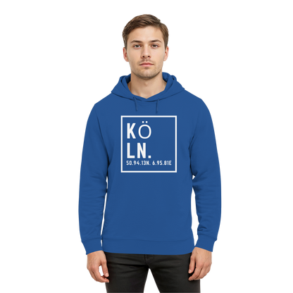 Köln Koordinaten (großer Druck auf der Brust) - Organic Hoodie B&C