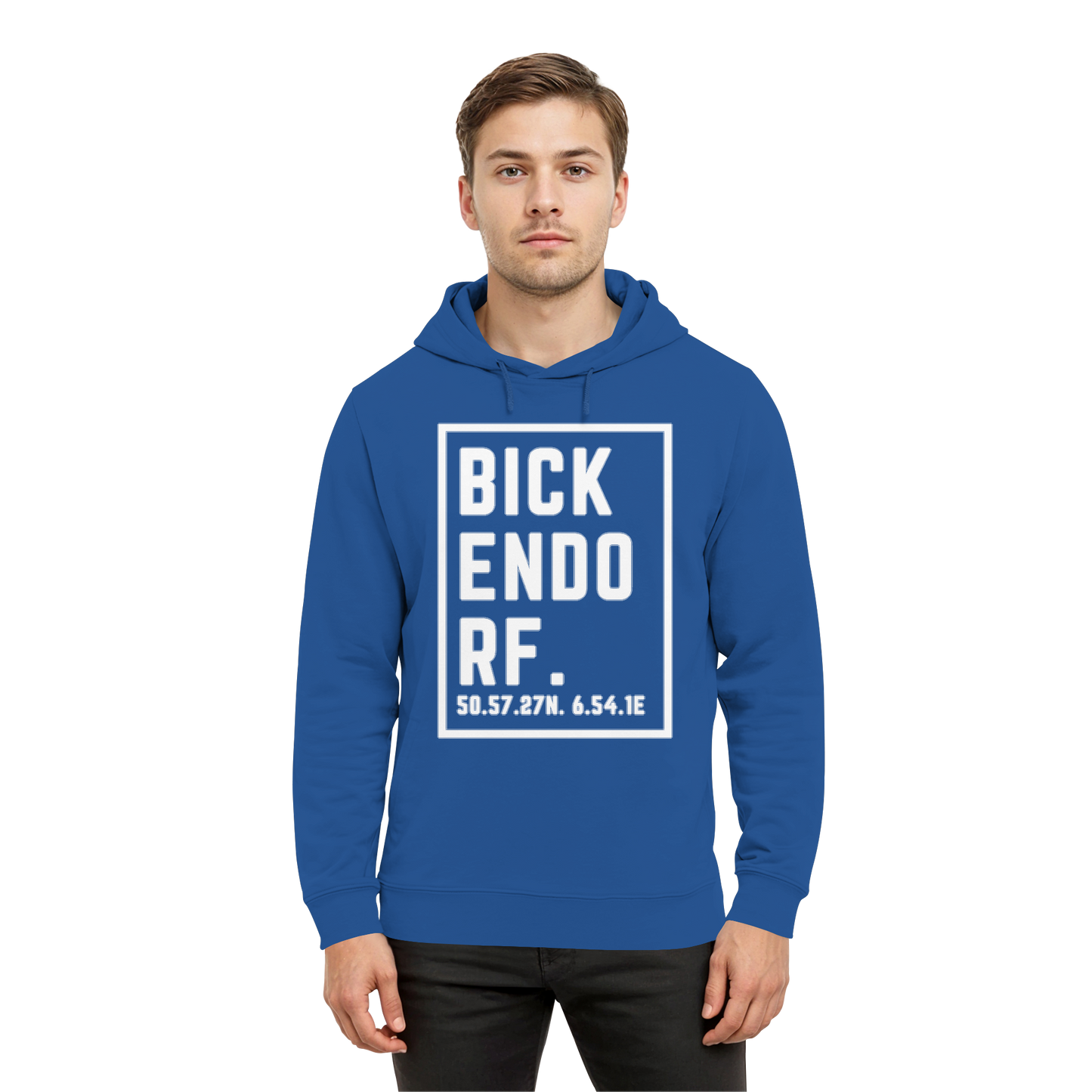 Bickendorf Koordinaten (großer Druck auf der Brust) - Organic Hoodie B&C