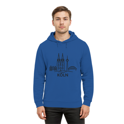 Köln Skyline (großer Druck auf der Brust) - Organic Hoodie B&C
