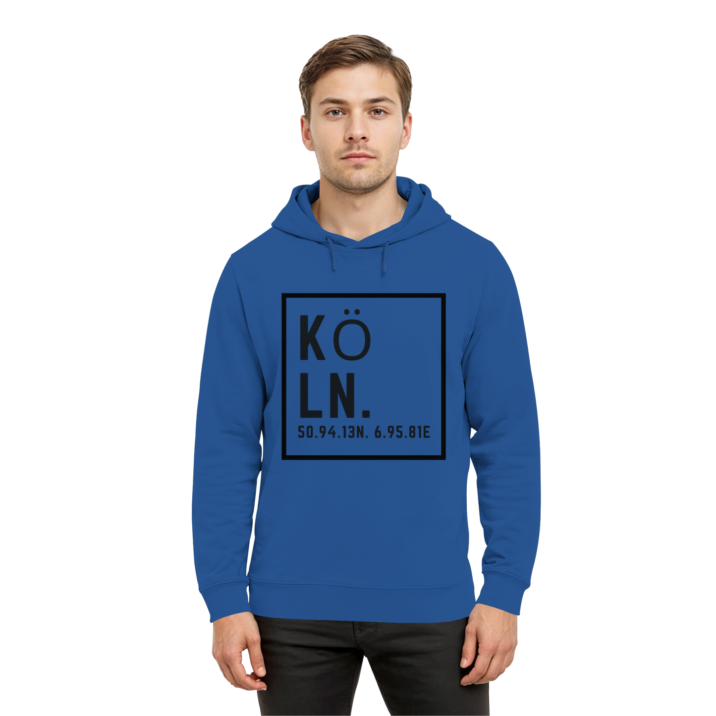 Köln Koordinaten (großer Druck auf der Brust) - Organic Hoodie B&C