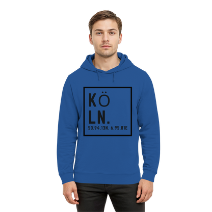 Köln Koordinaten (großer Druck auf der Brust) - Organic Hoodie B&C