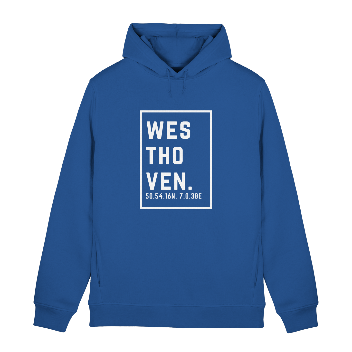 Westhoven Koordinaten (großer Druck auf der Brust) - Organic Hoodie B&C