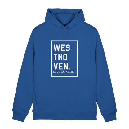 Westhoven Koordinaten (großer Druck auf der Brust) - Organic Hoodie B&C