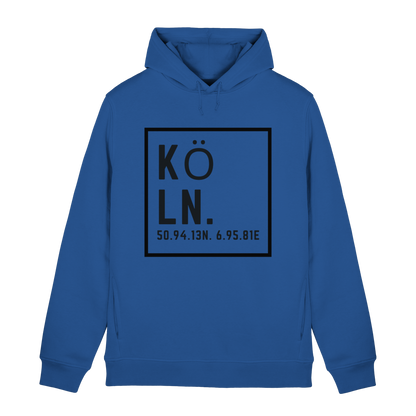 Köln Koordinaten (großer Druck auf der Brust) - Organic Hoodie B&C