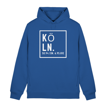 Köln Koordinaten (großer Druck auf der Brust) - Organic Hoodie B&C