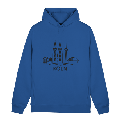 Köln Skyline (großer Druck auf der Brust) - Organic Hoodie B&C