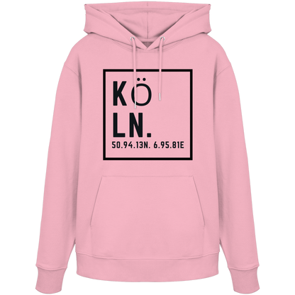 Köln Koordinaten (großer Druck auf der Brust) - Organic Hoodie
