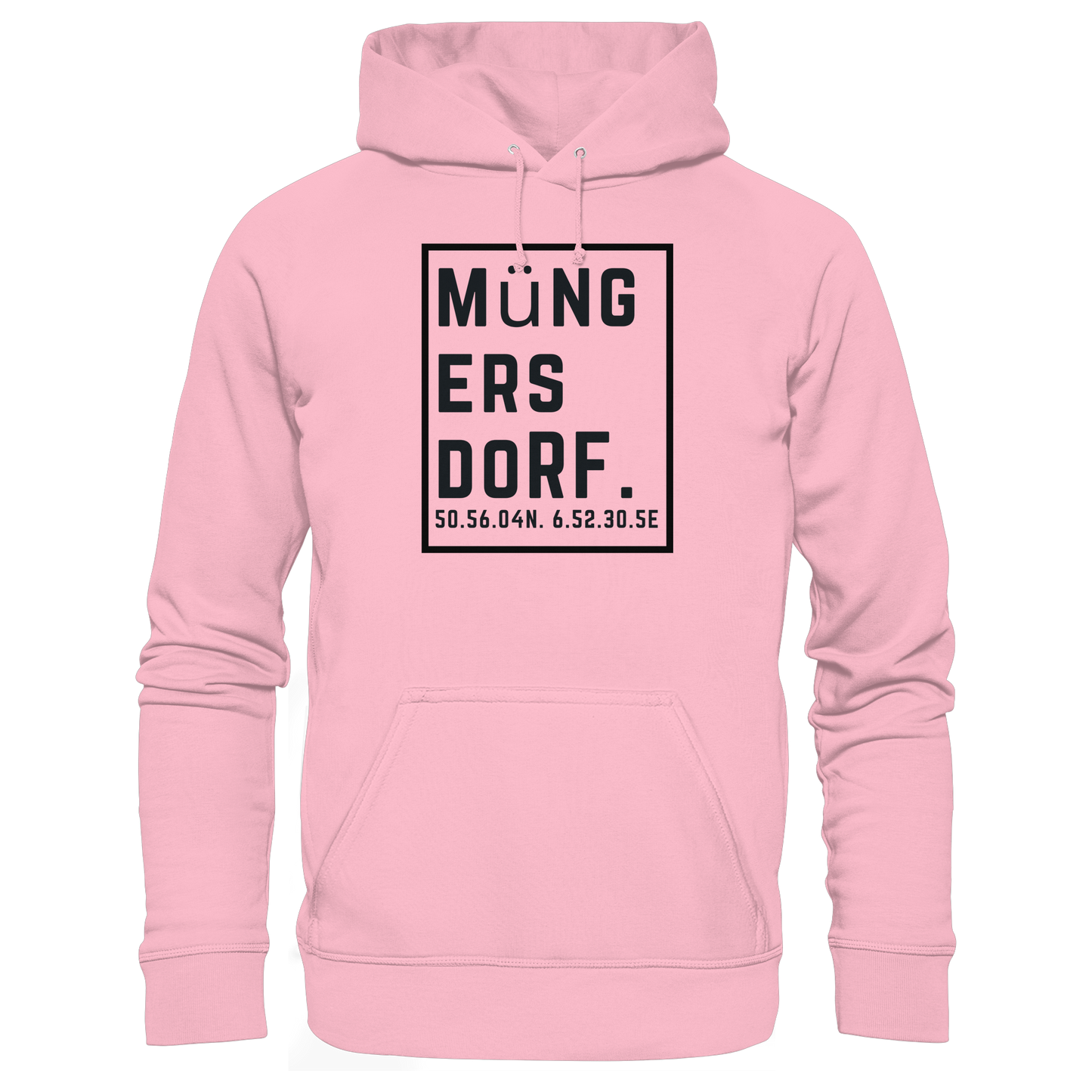 Müngersdorf Koordinaten (großer Druck auf der Brust) - Organic Hoodie