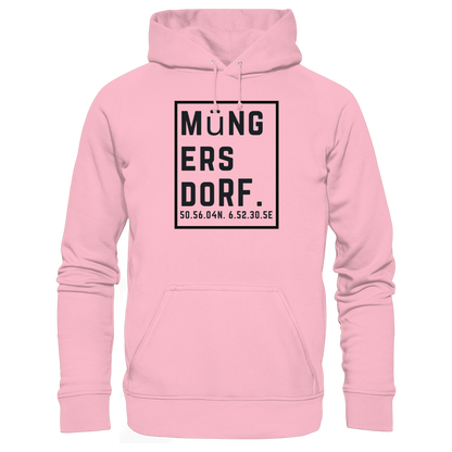 Müngersdorf Koordinaten (großer Druck auf der Brust) - Organic Hoodie