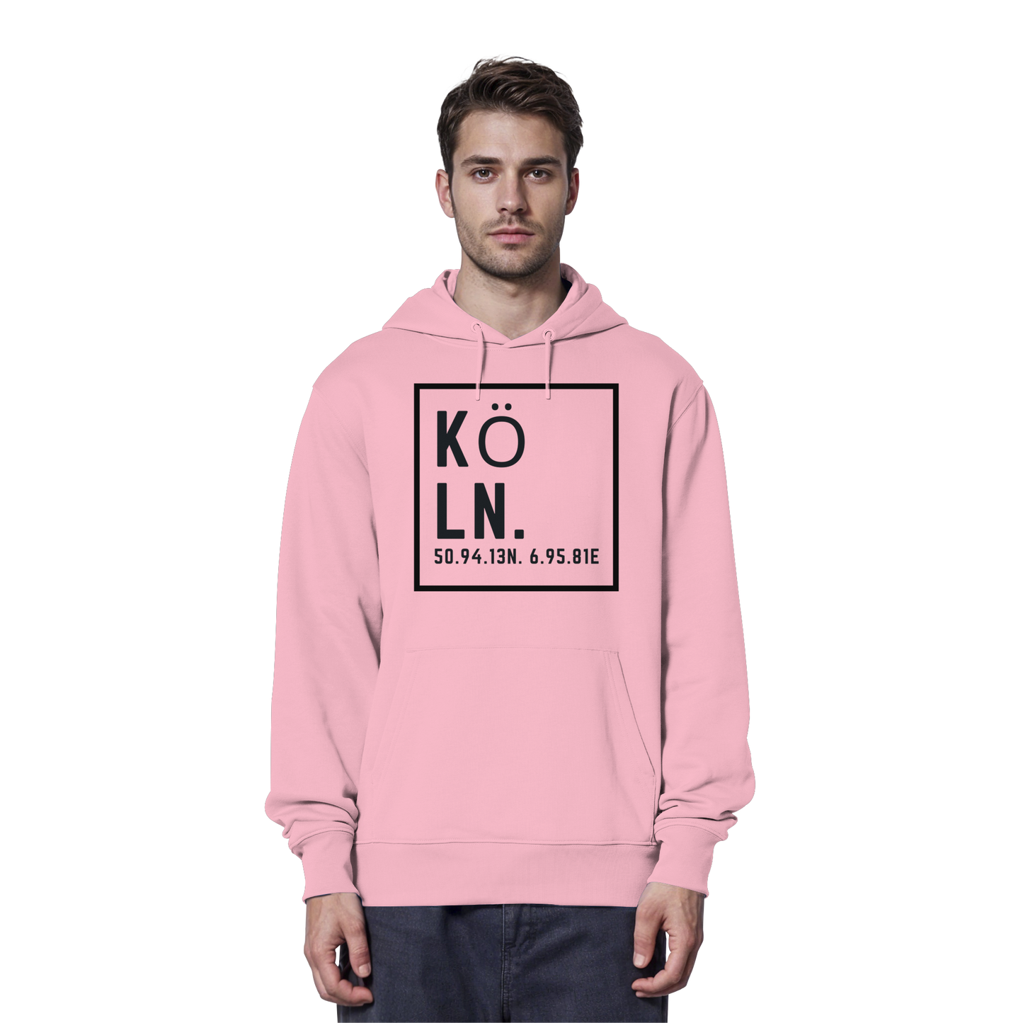 Köln Koordinaten (großer Druck auf der Brust) - Organic Hoodie