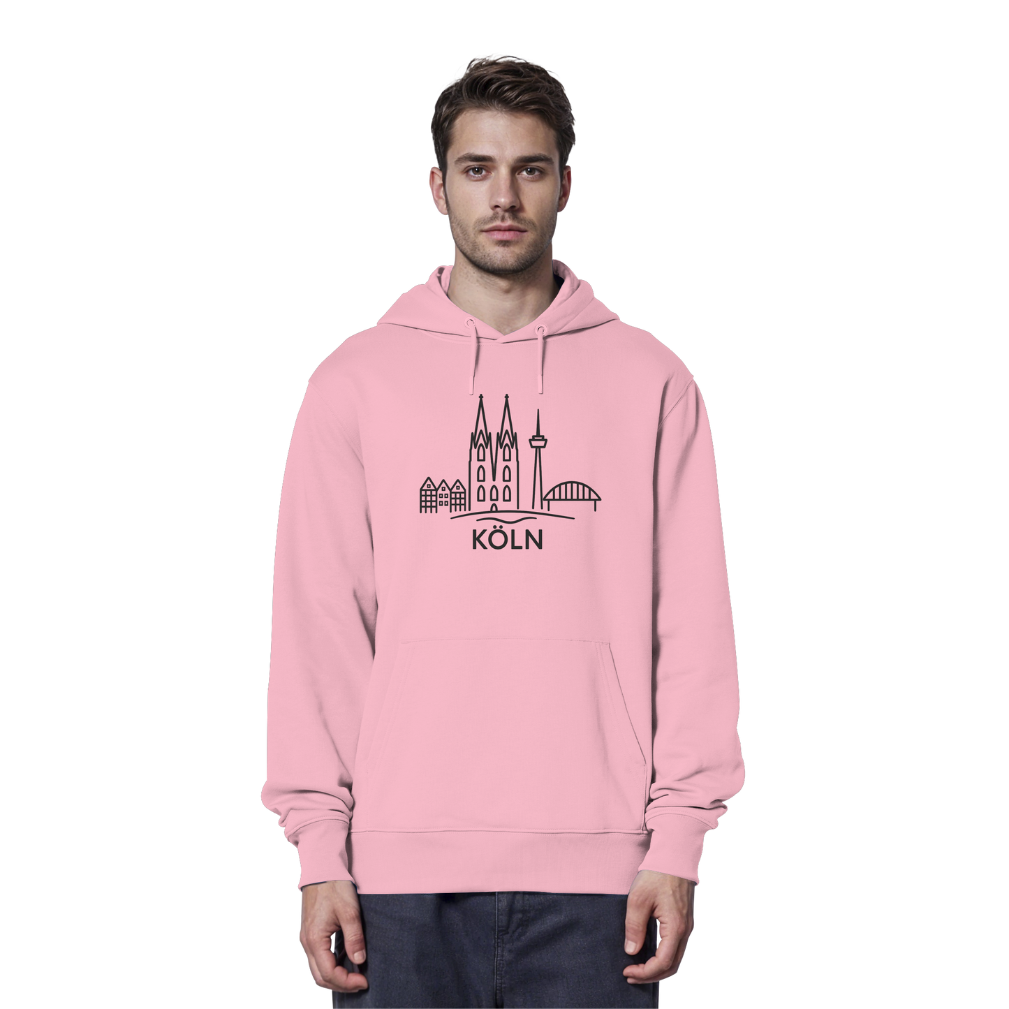 Köln Skyline (großer Druck auf der Brust) - Organic Hoodie