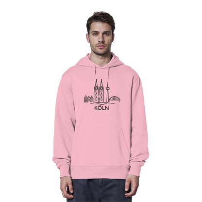 Köln Skyline (großer Druck auf der Brust) - Organic Hoodie