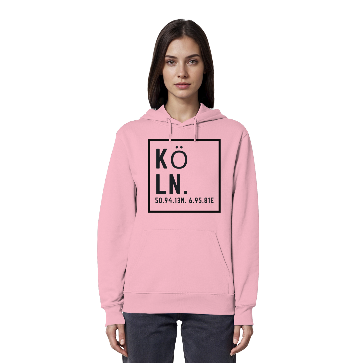 Köln Koordinaten (großer Druck auf der Brust) - Organic Hoodie
