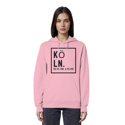 Köln Koordinaten (großer Druck auf der Brust) - Organic Hoodie