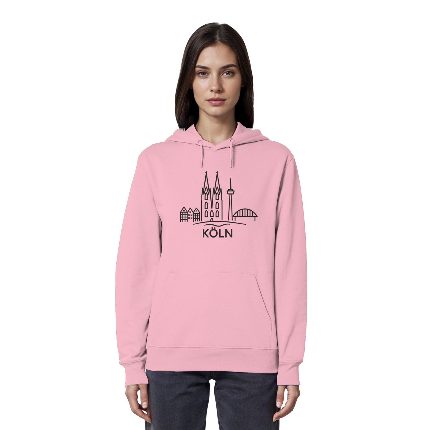 Köln Skyline (großer Druck auf der Brust) - Organic Hoodie