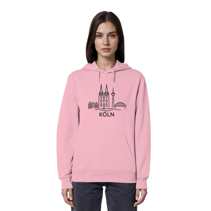 Köln Skyline (großer Druck auf der Brust) - Organic Hoodie