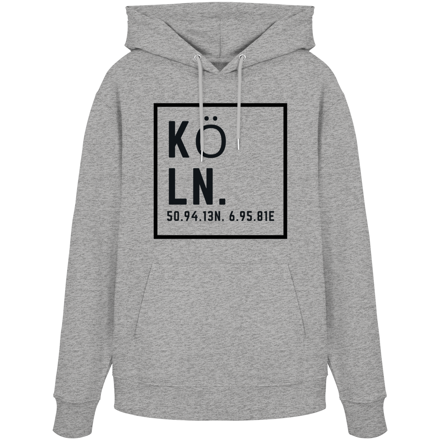 Köln Koordinaten (großer Druck auf der Brust) - Organic Hoodie