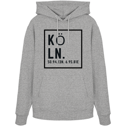 Köln Koordinaten (großer Druck auf der Brust) - Organic Hoodie