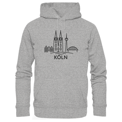 Köln Skyline (großer Druck auf der Brust) - Organic Hoodie