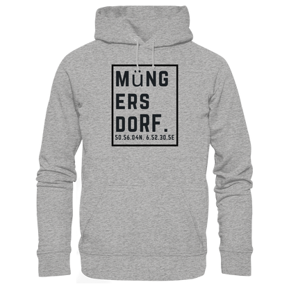 Müngersdorf Koordinaten (großer Druck auf der Brust) - Organic Hoodie