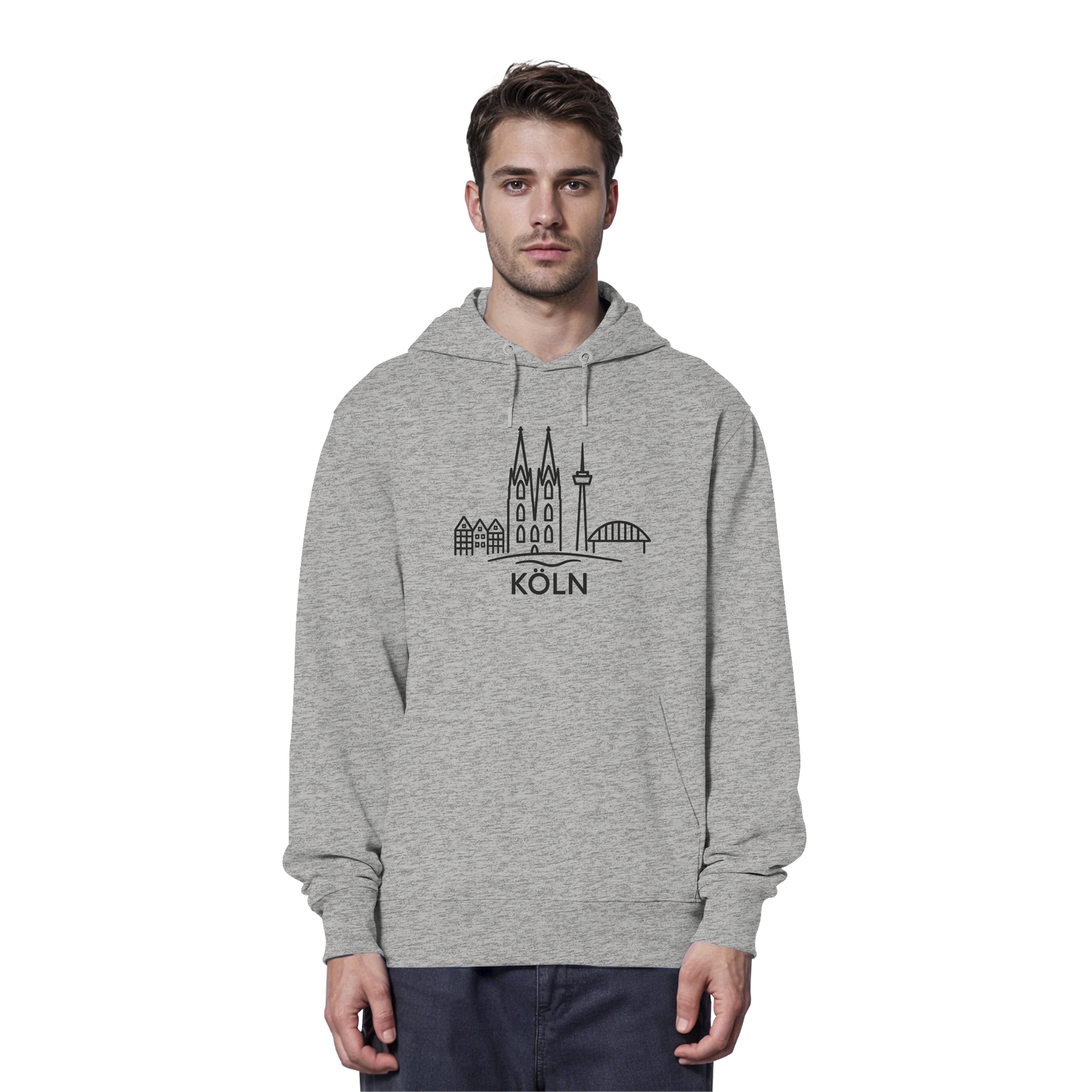 Köln Skyline (großer Druck auf der Brust) - Organic Hoodie