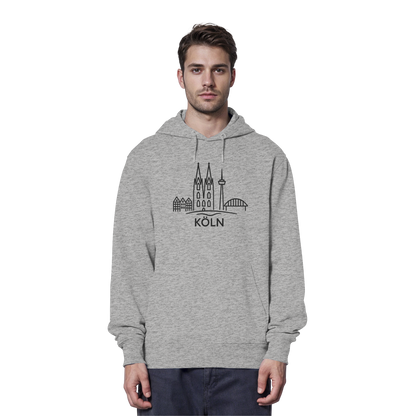 Köln Skyline (großer Druck auf der Brust) - Organic Hoodie