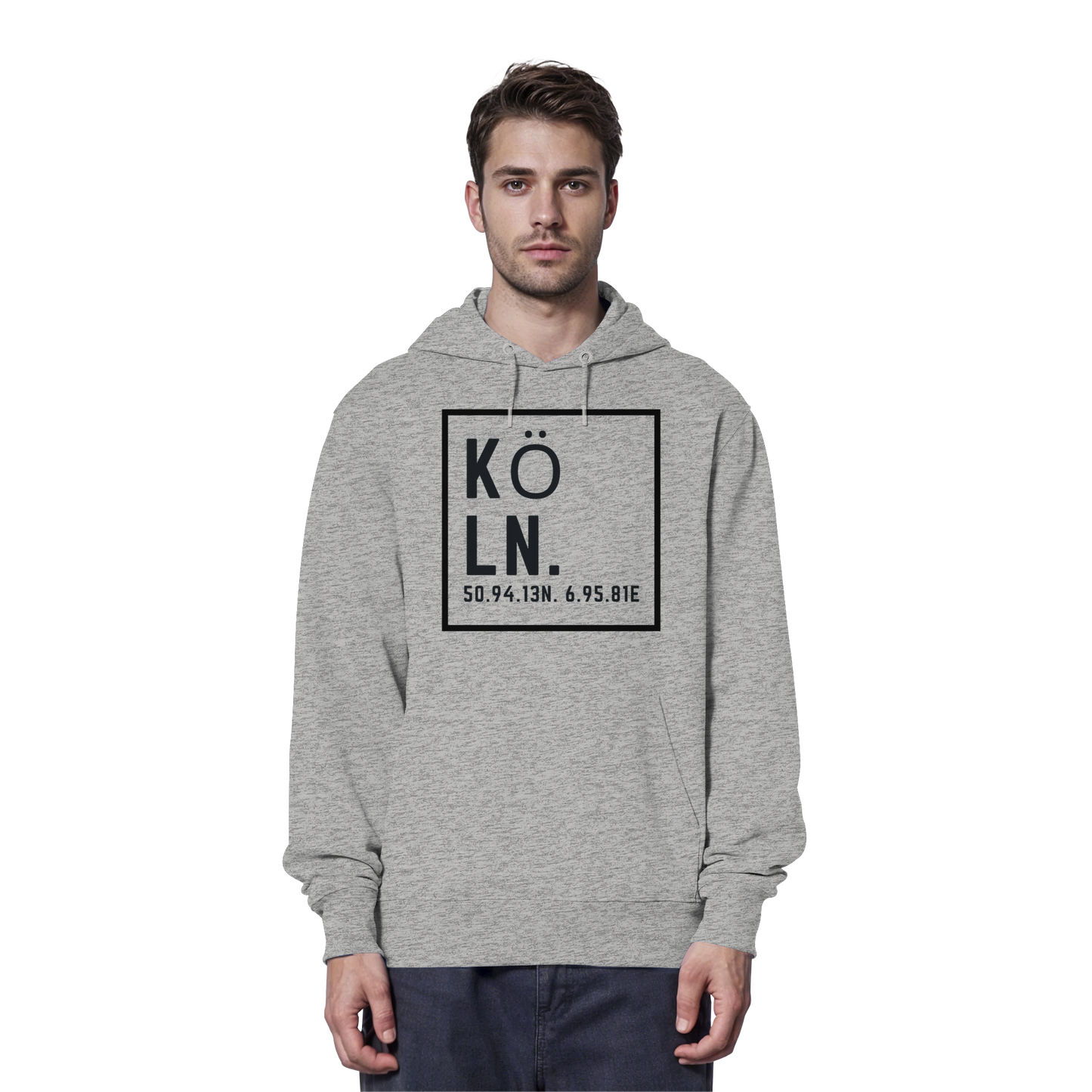 Köln Koordinaten (großer Druck auf der Brust) - Organic Hoodie