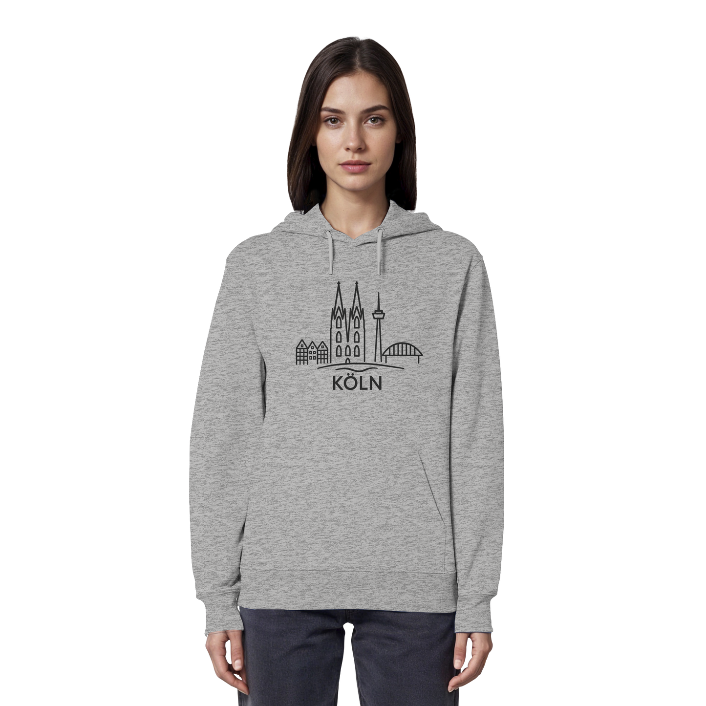 Köln Skyline (großer Druck auf der Brust) - Organic Hoodie