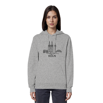 Köln Skyline (großer Druck auf der Brust) - Organic Hoodie