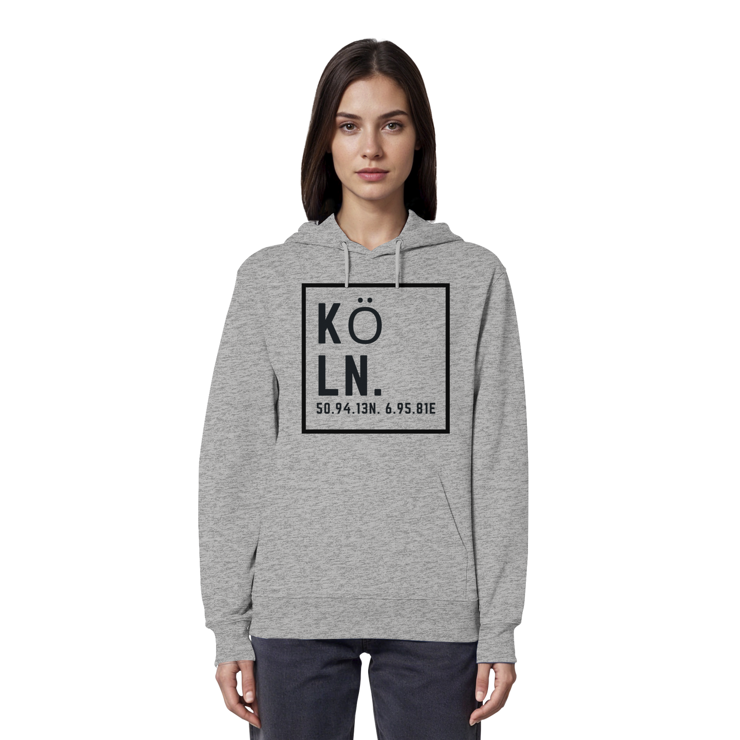 Köln Koordinaten (großer Druck auf der Brust) - Organic Hoodie