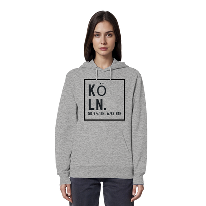 Köln Koordinaten (großer Druck auf der Brust) - Organic Hoodie
