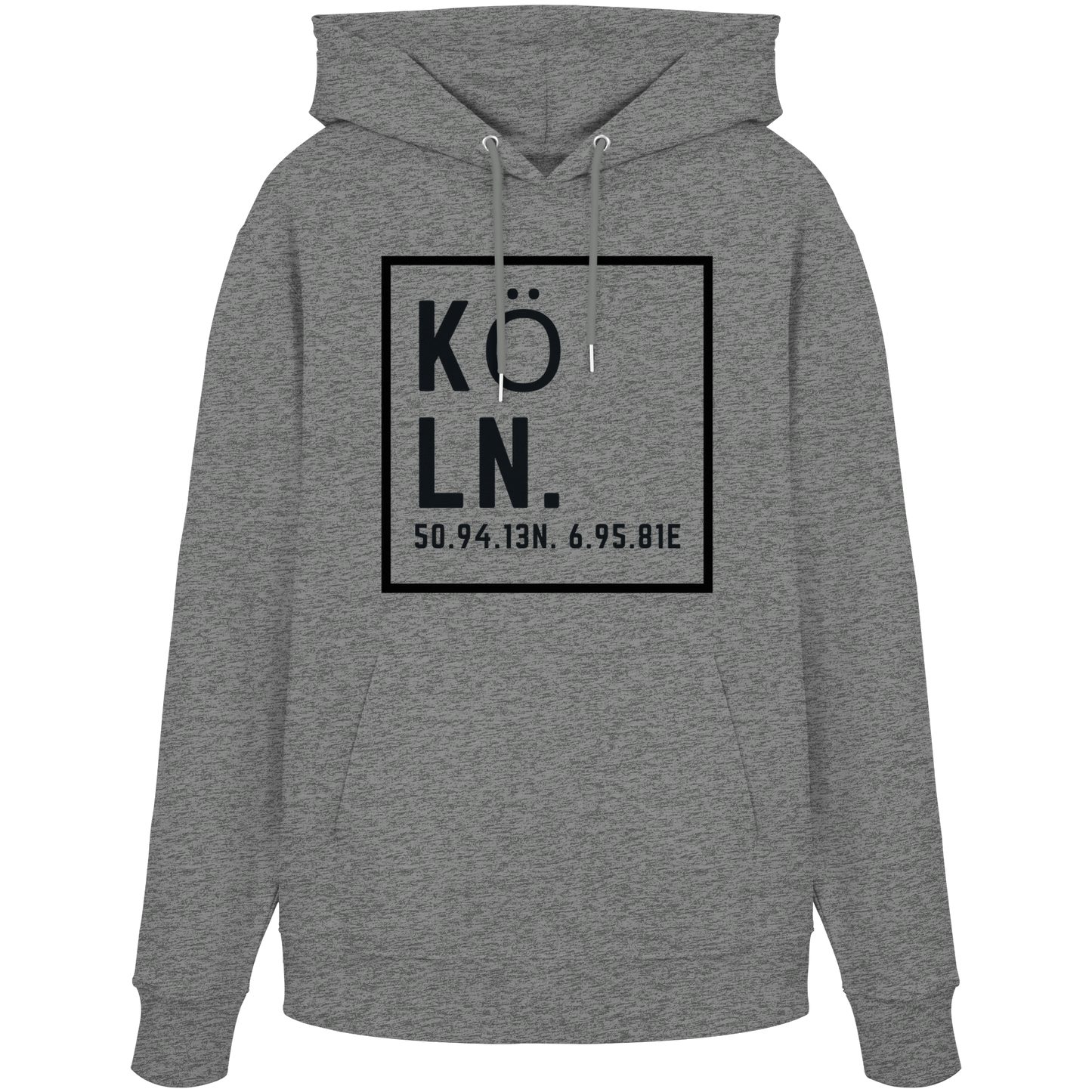 Köln Koordinaten (großer Druck auf der Brust) - Organic Hoodie