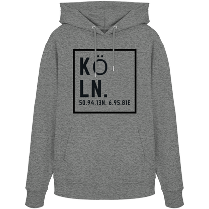 Köln Koordinaten (großer Druck auf der Brust) - Organic Hoodie