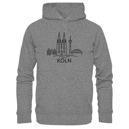 Köln Skyline (großer Druck auf der Brust) - Organic Hoodie