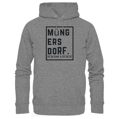 Müngersdorf Koordinaten (großer Druck auf der Brust) - Organic Hoodie